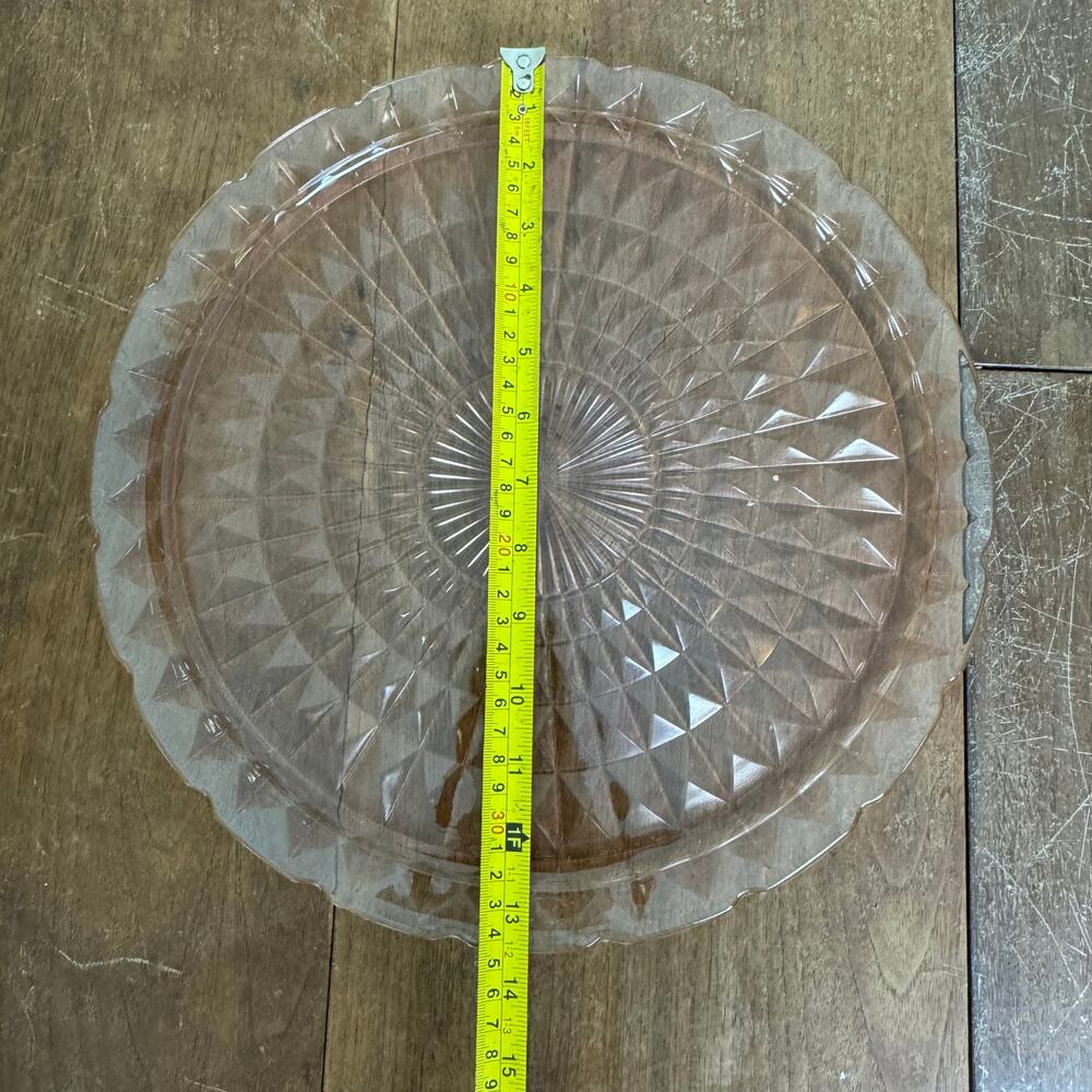 Windsor Diamond Pink Depression Glass Round Plate Jeannette Glass Co 13.5 inch - Picture 5 of 5